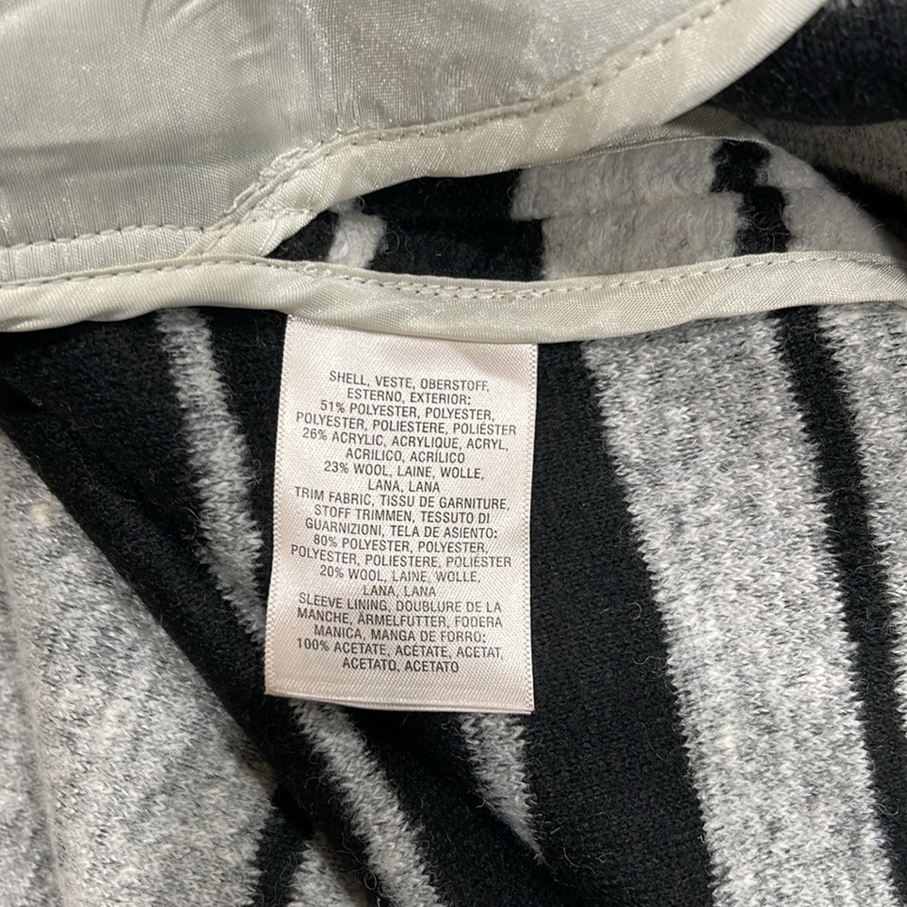 Anthropologie Elevenses Wool Blend High Low Stripe Jacket SZ S Black Grey - Picture 6 of 7